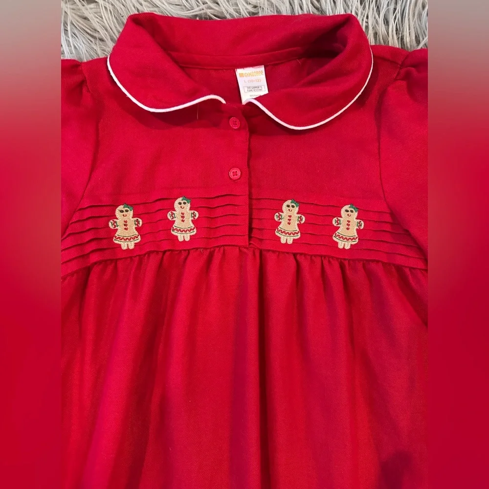 GYMBOREE Gingerbread Christmas Red Nightgown size L 10-12